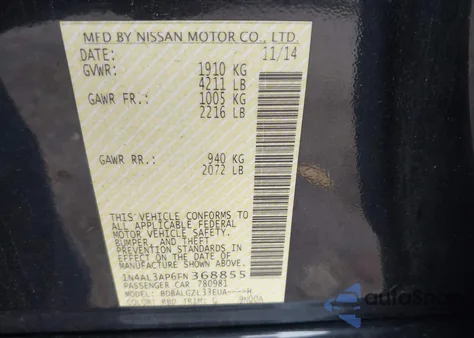 2015 Nissan Altima 2.5 S from USA, damaged, VIN 1N4AL3AP6FN368855